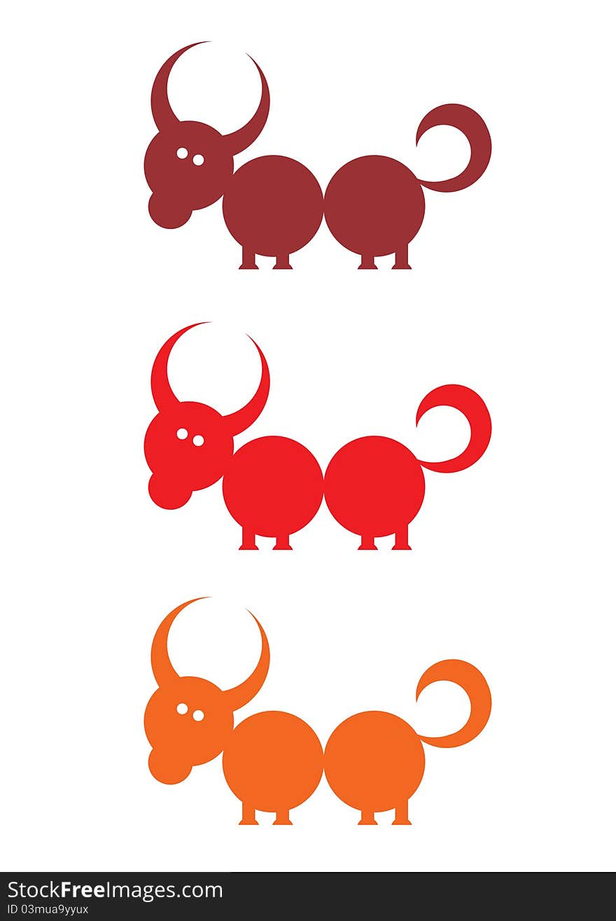 Colorful silhouette of bull, illustration