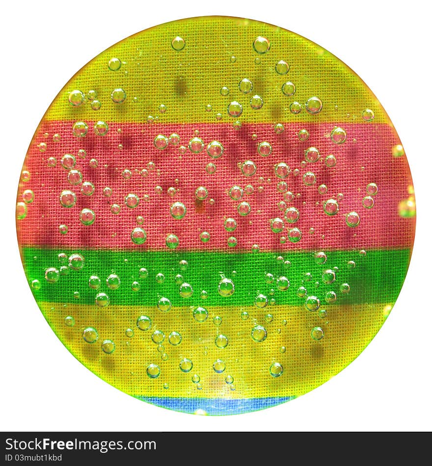 Bubbles inside of glass of mineral water