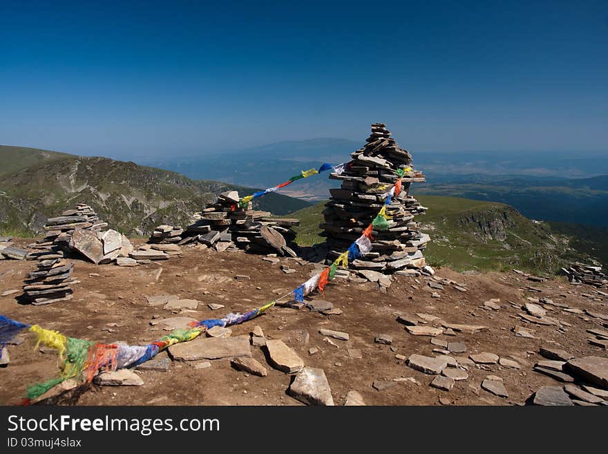 Stone pyramid in Rila mountains (Bulgaria)