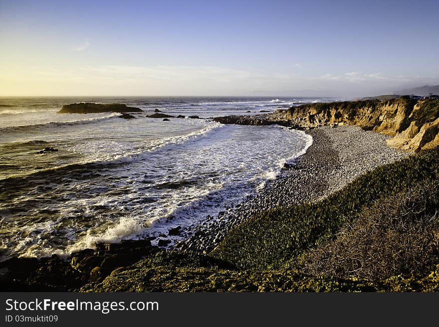 Sunset on the ocean beach