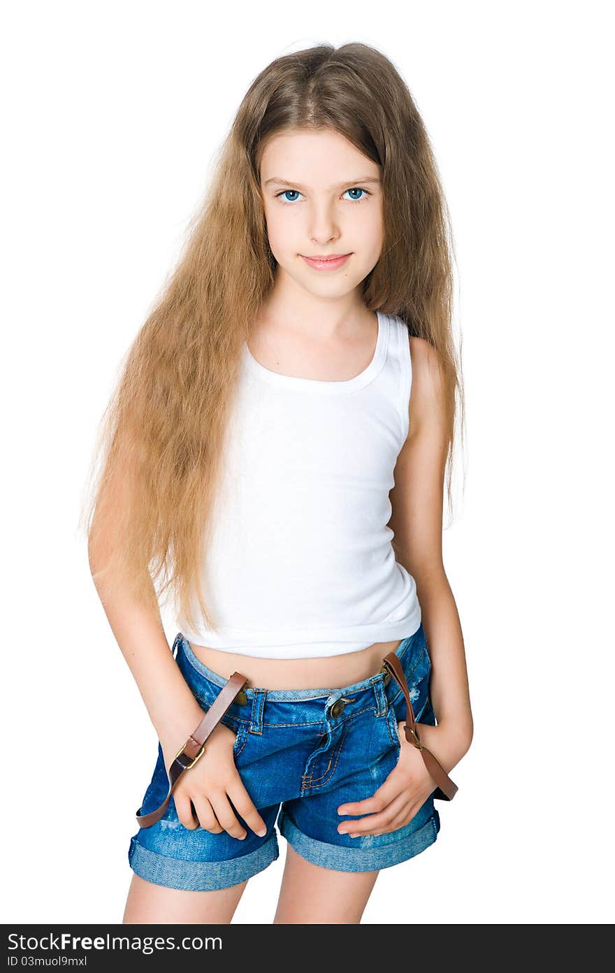 Cute child on a white background isolated