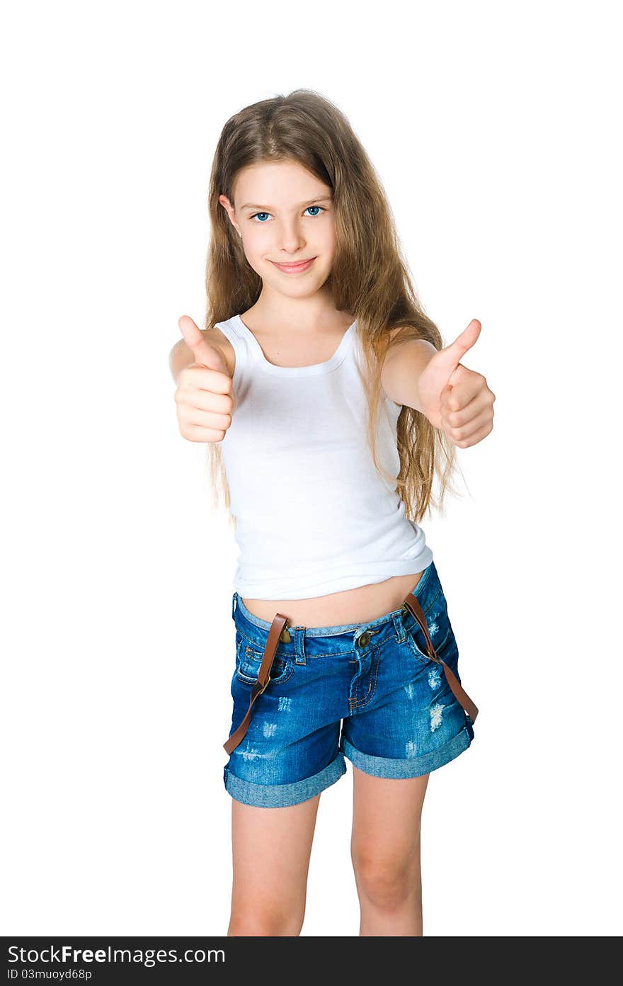 Cute child on a white background isolated