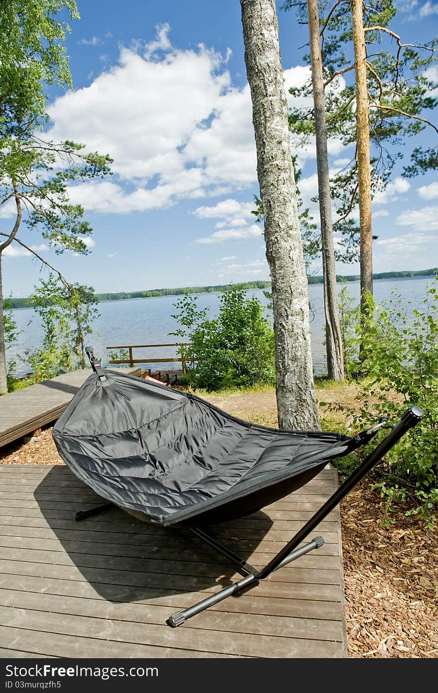 Traditional summer terrace of the Finnish cottage