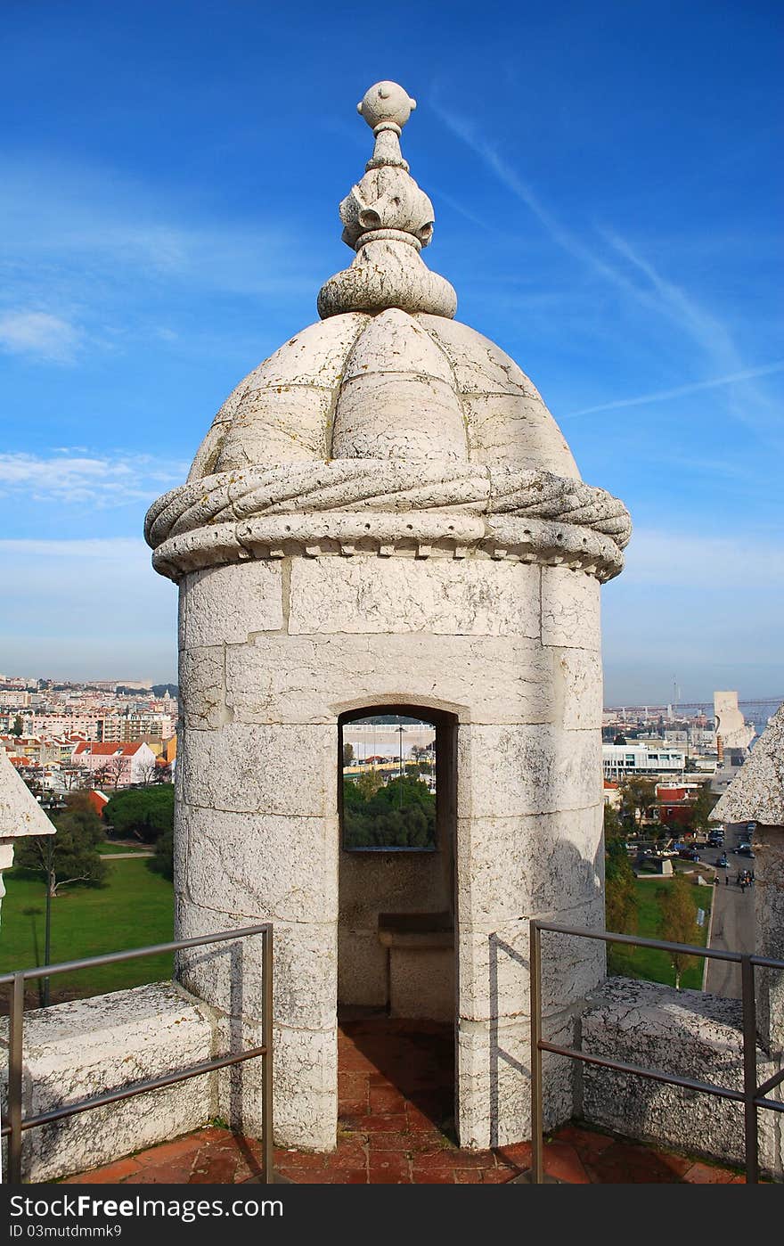 Dome of the terrace of the Tower of Belém, in Lisbon, Portugal. Dome of the terrace of the Tower of Belém, in Lisbon, Portugal