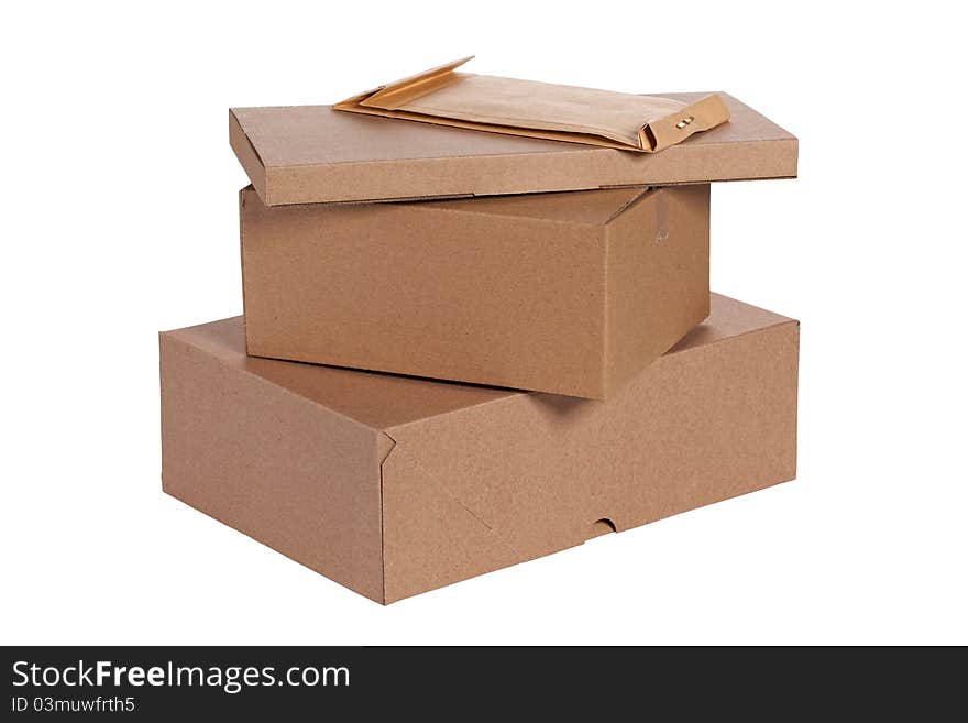 Cardboard boxes isolated on white + Clipping Path