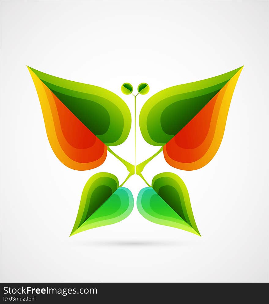 Vector abstract leaf butterfly. Nature concept