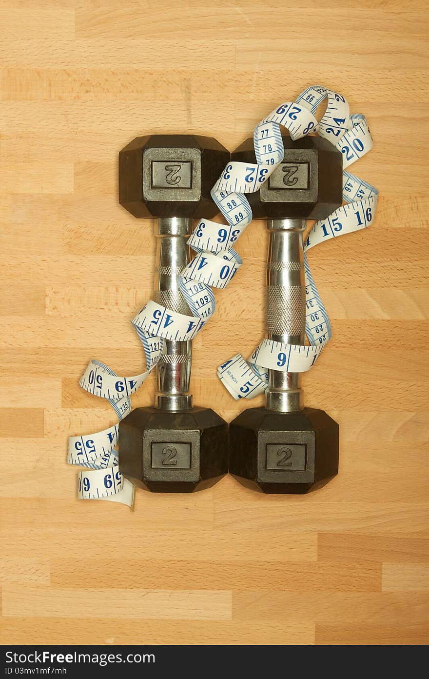 Gym weights on the floor at a gym