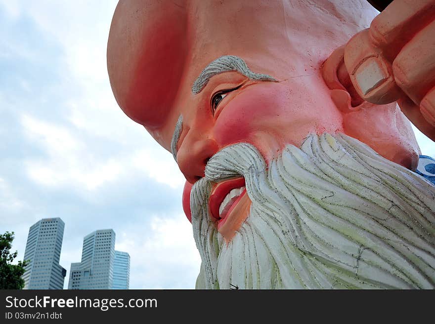 Model of Chinese old man in the city