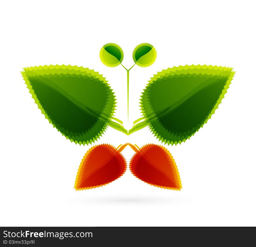 Vector Abstract Leaf Butterfly. Nature Concept