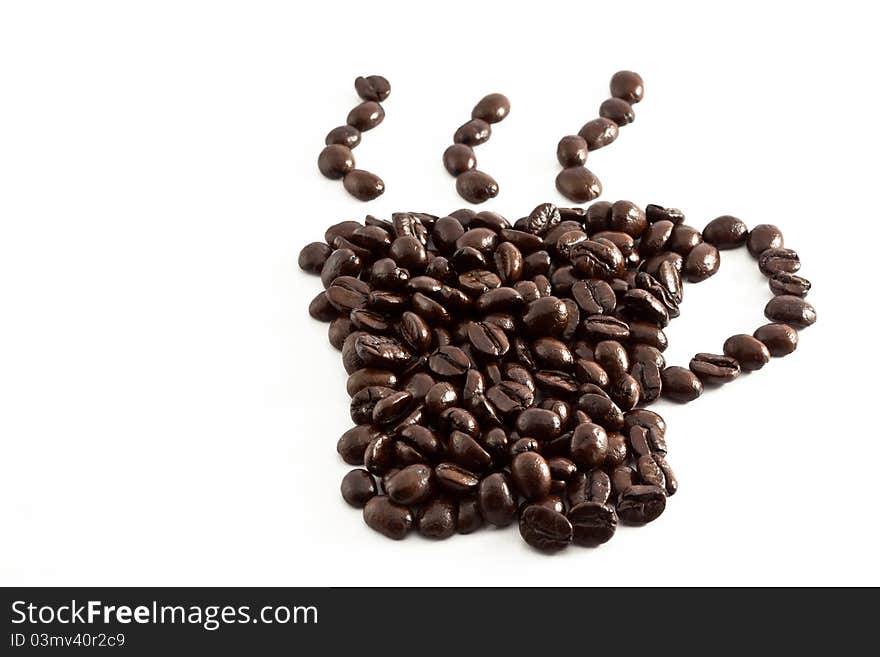 Coffee beans on white background