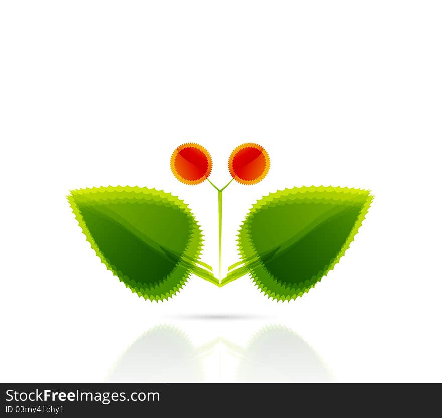 Vector abstract leaf butterfly. Nature concept