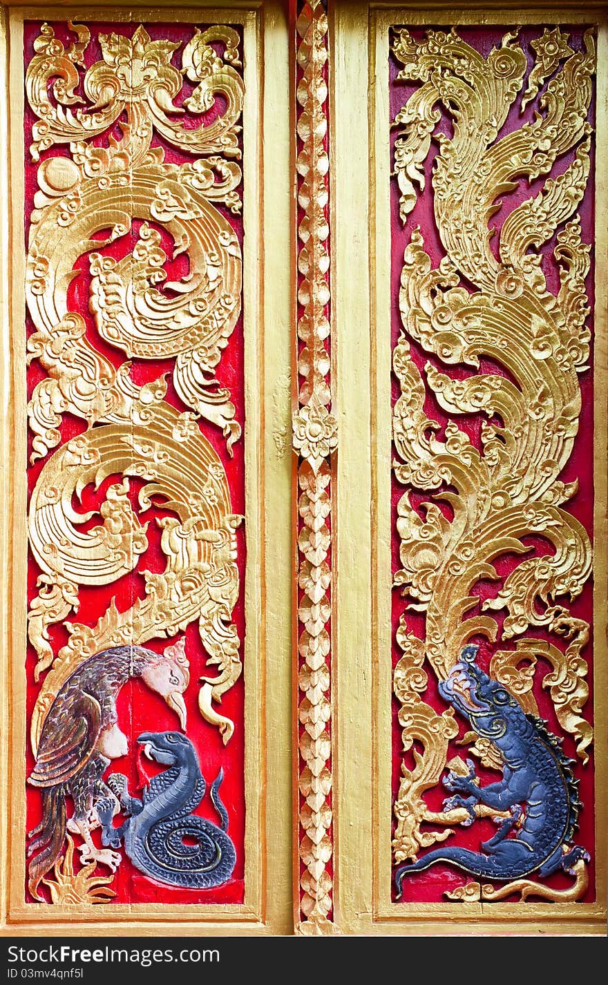 Thai style wood carving on teak texture