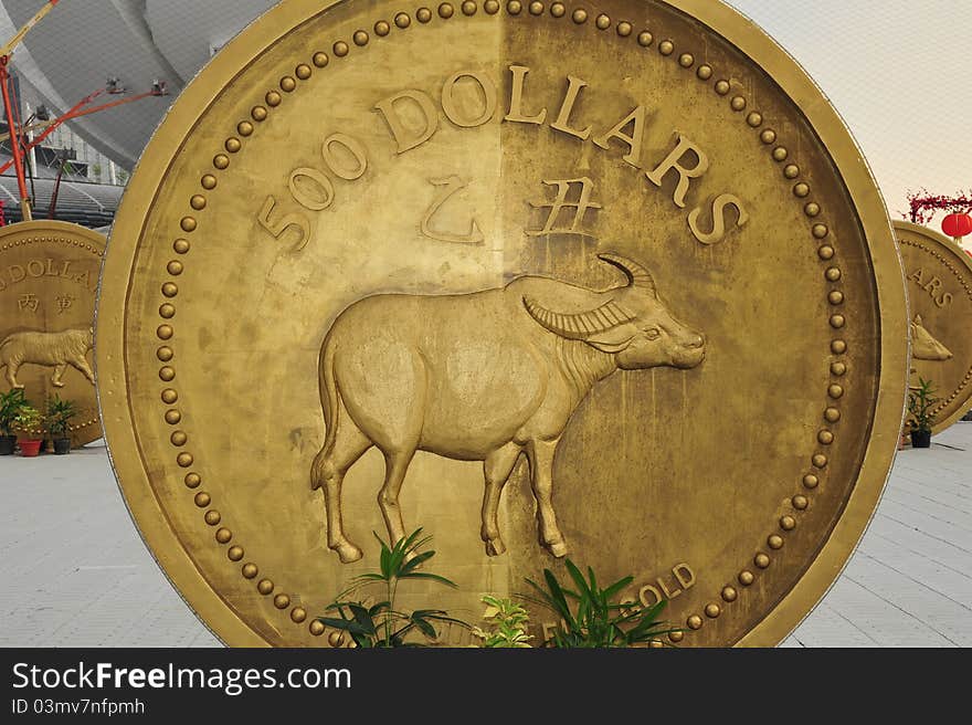 Gold coin of buffalo