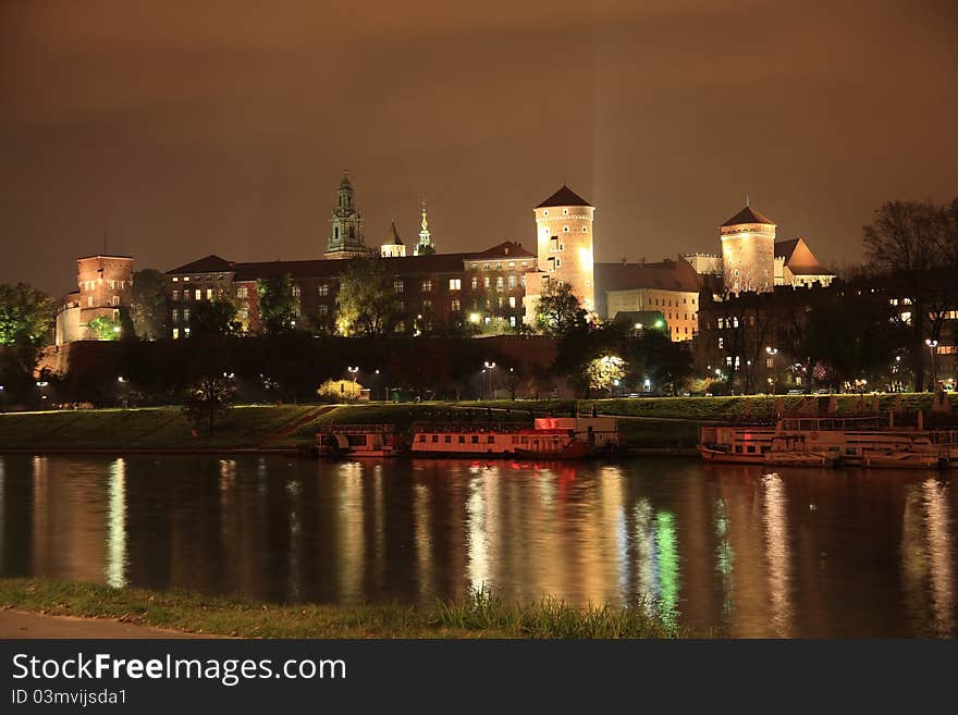 Royal castle wawel by night