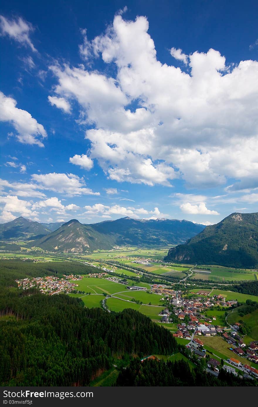 A panorama view of Zillertal, Austria