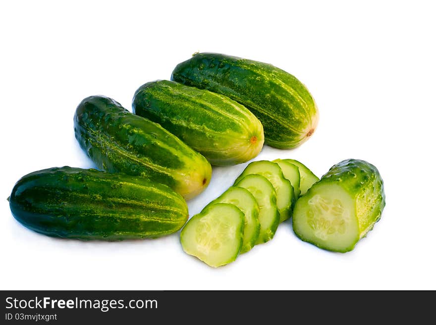 Green cucumbers isolated