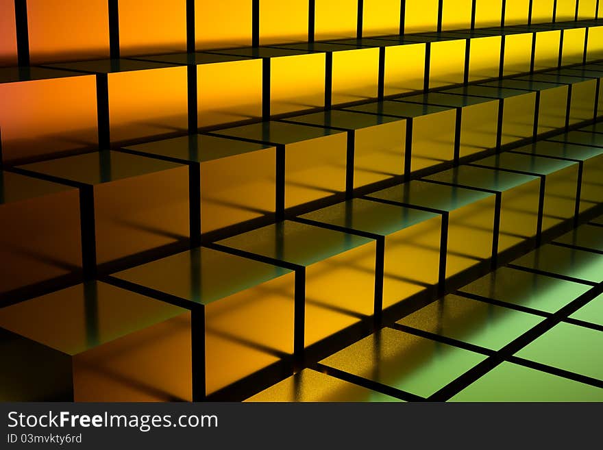 A yellow cubes as a background. A yellow cubes as a background