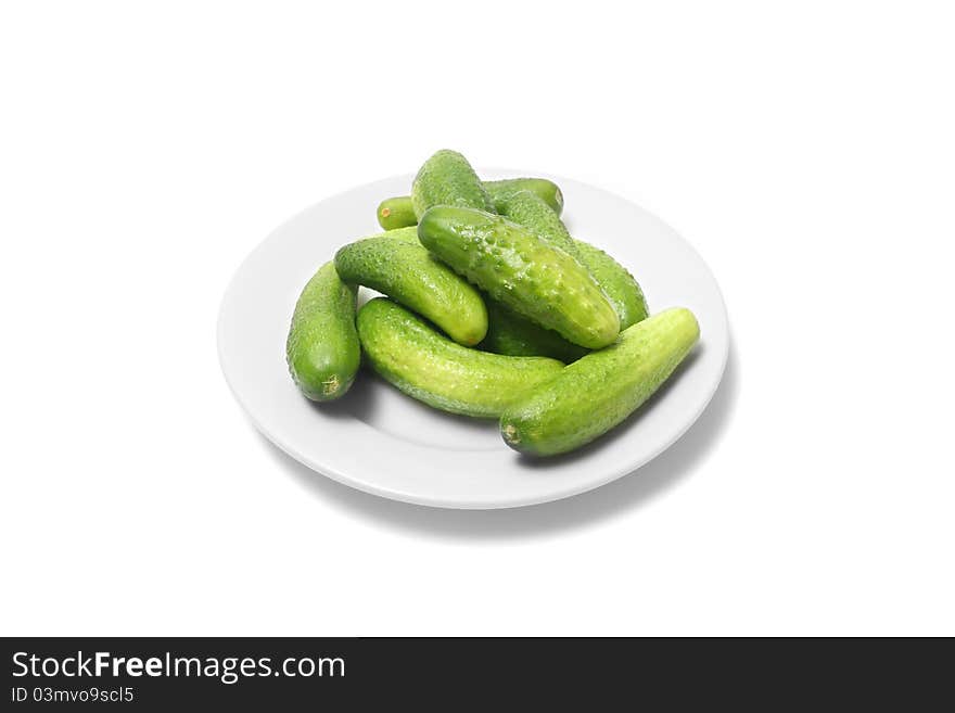 Cucumbers on white background