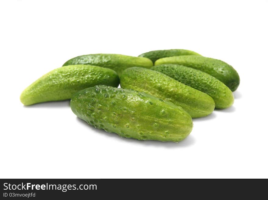 Cucumbers on a white background