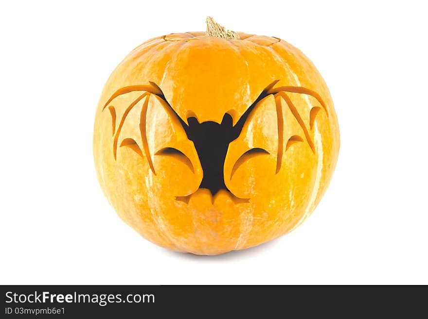 Halloween pumpkin with cut out bat