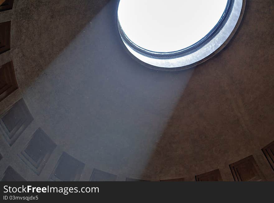 Hole in the top of the Dome. Pantheon in Rome. Hole in the top of the Dome. Pantheon in Rome