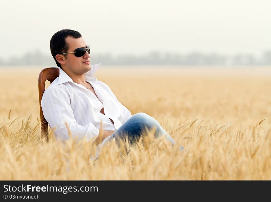 Man in field