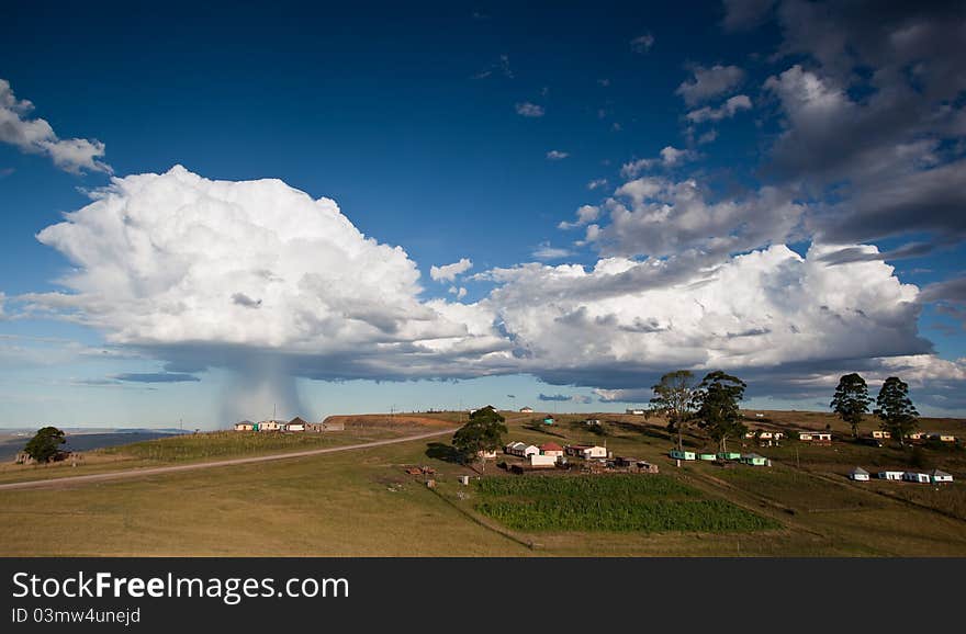 Storm over rural village