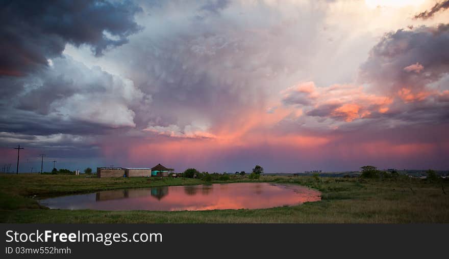 Storm over rural village