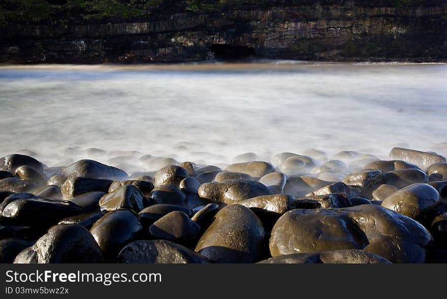 Misty sea and rocks