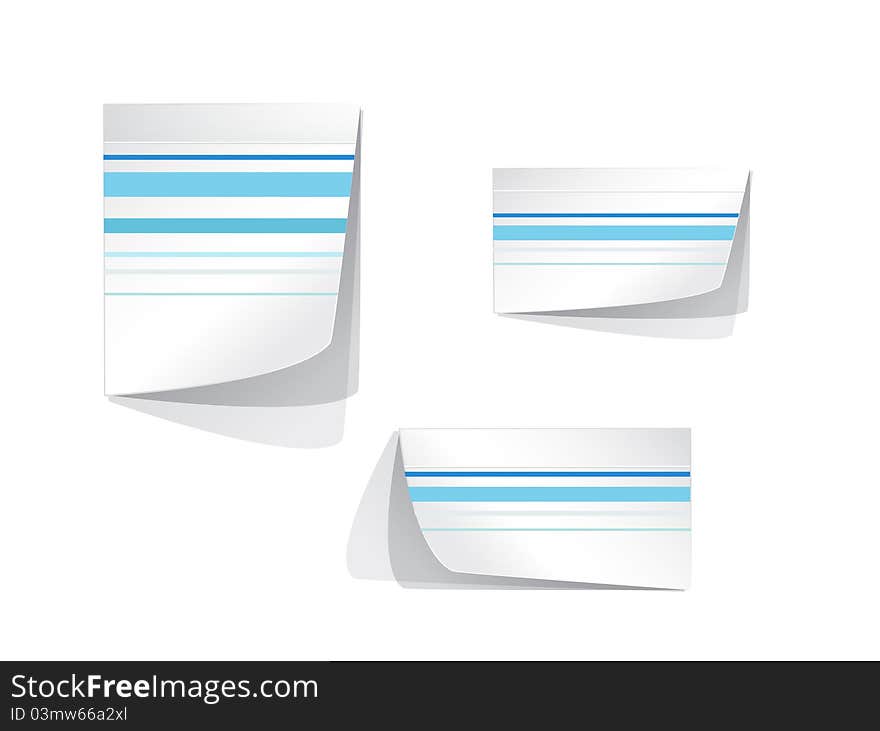 Vector white stickers with blue stripes. Vector white stickers with blue stripes