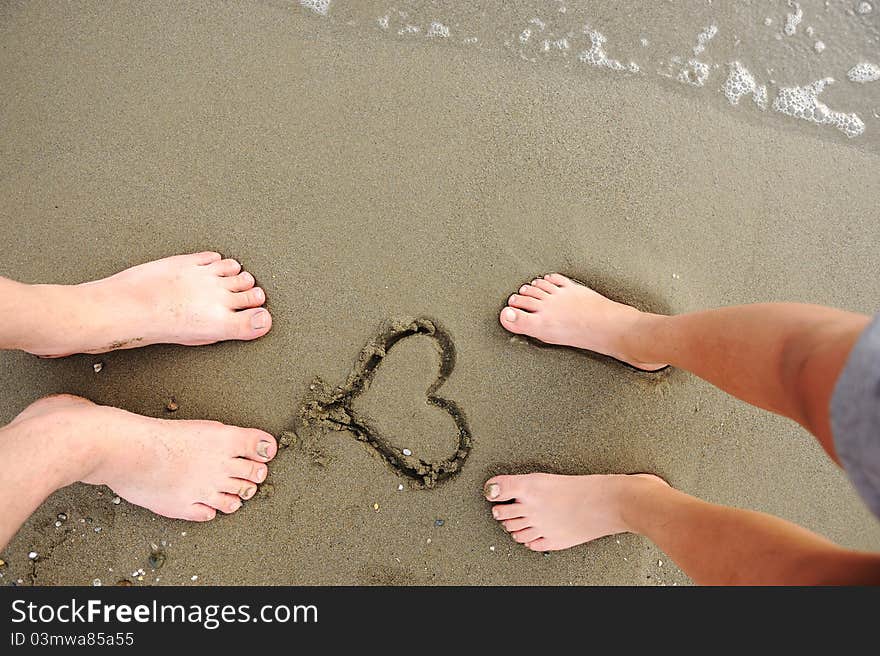 On the beach, two lovers