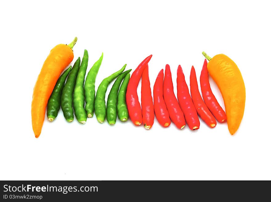 Hot thai chilli on white background