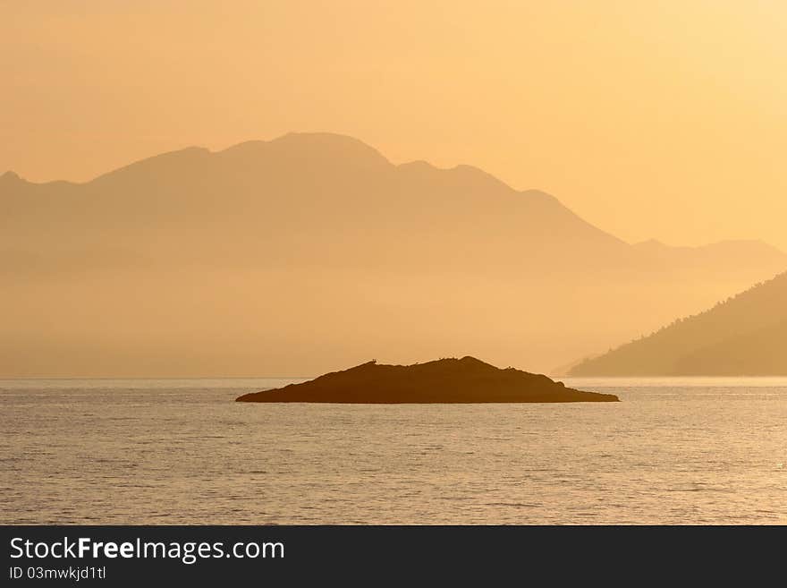 Sea and islands in Croatia at sundown. Sea and islands in Croatia at sundown