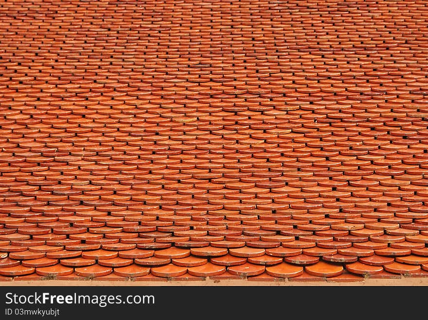 Red roof from a temple in Thailand