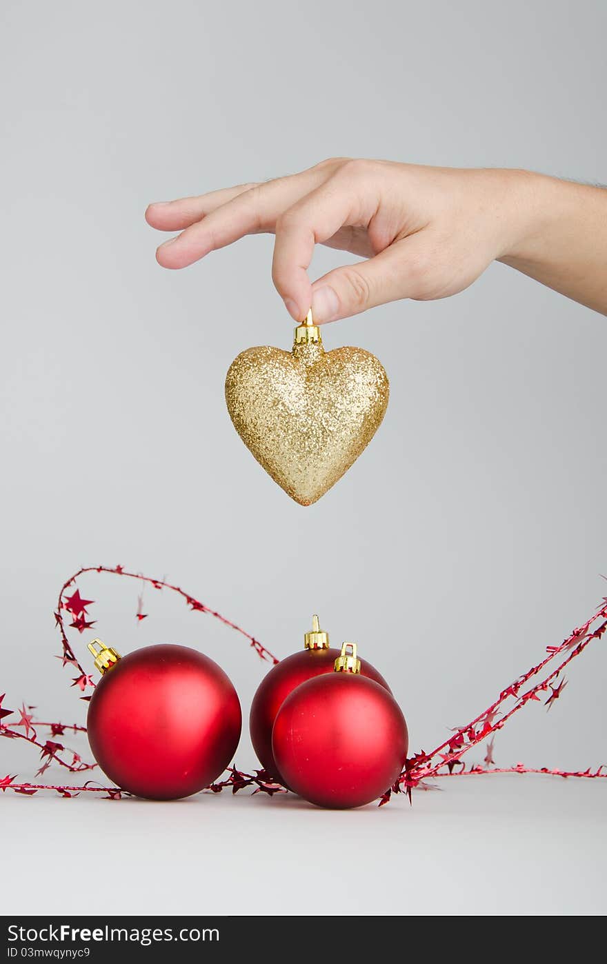 Christmas background - red balls decoration