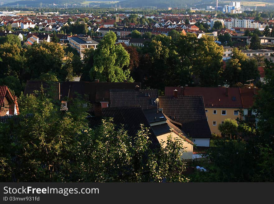 The City Schwandorf, foto taken from the top of the hill Weinberg