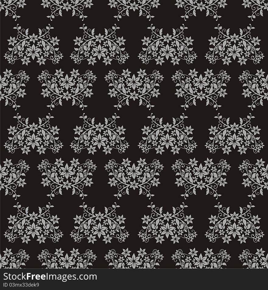 Black background with stylized floral element