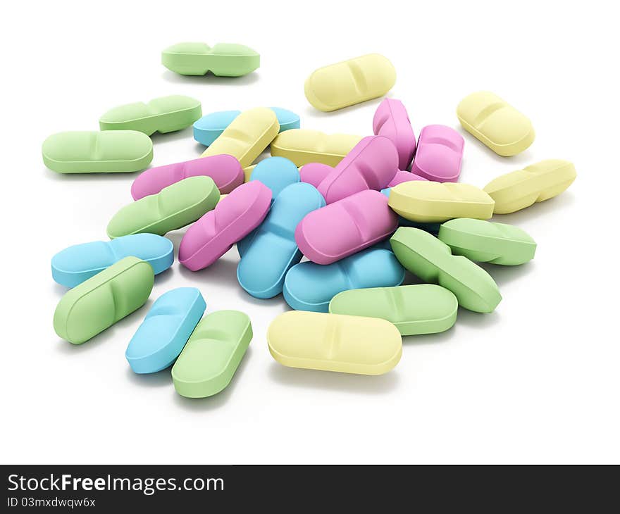 Many Colored Pills On White