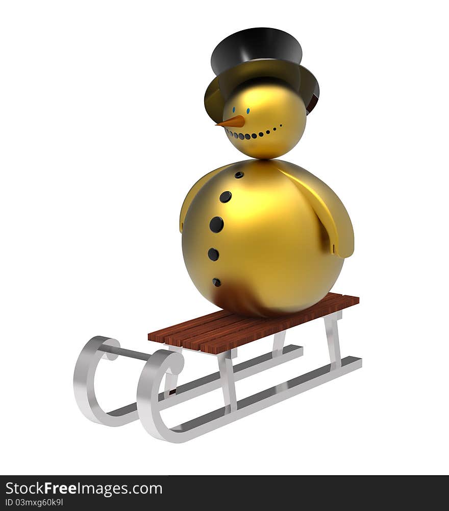 Snowman on sledge