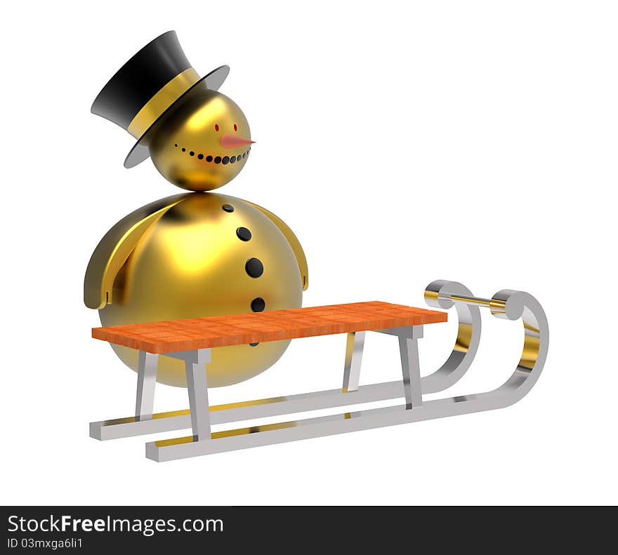 Snowman with sledge