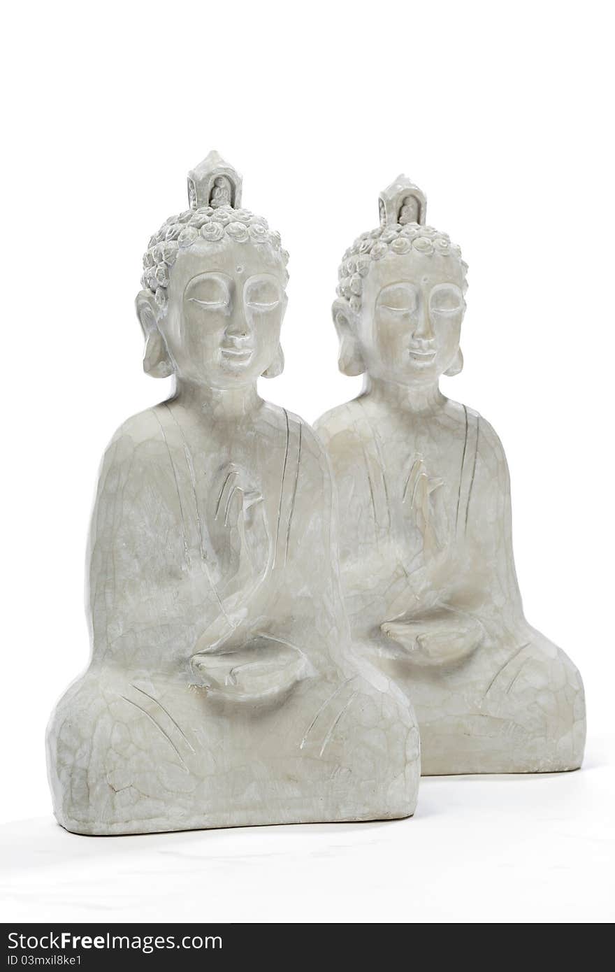 Two wooden budha statues