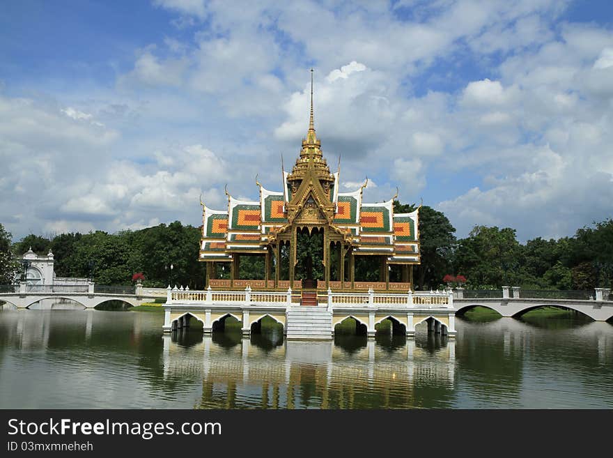 Stock Photo: Bang Pa-In Palace Aisawan Thiphya-Art (Divine Seat of Personal Freedom) in Ayuthaya province, Thailand. Stock Photo: Bang Pa-In Palace Aisawan Thiphya-Art (Divine Seat of Personal Freedom) in Ayuthaya province, Thailand.