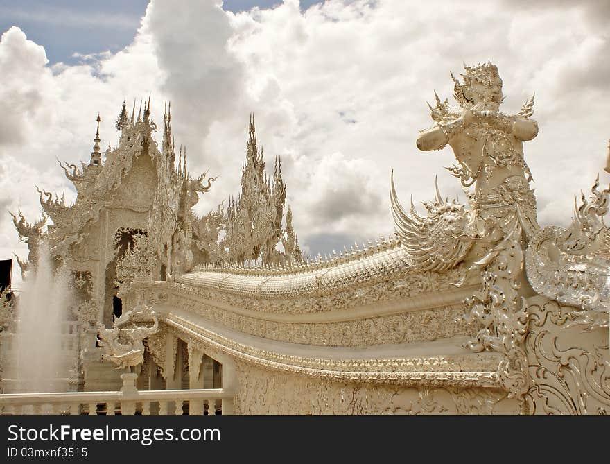 Wat Rhong Khun With Thai Stucco