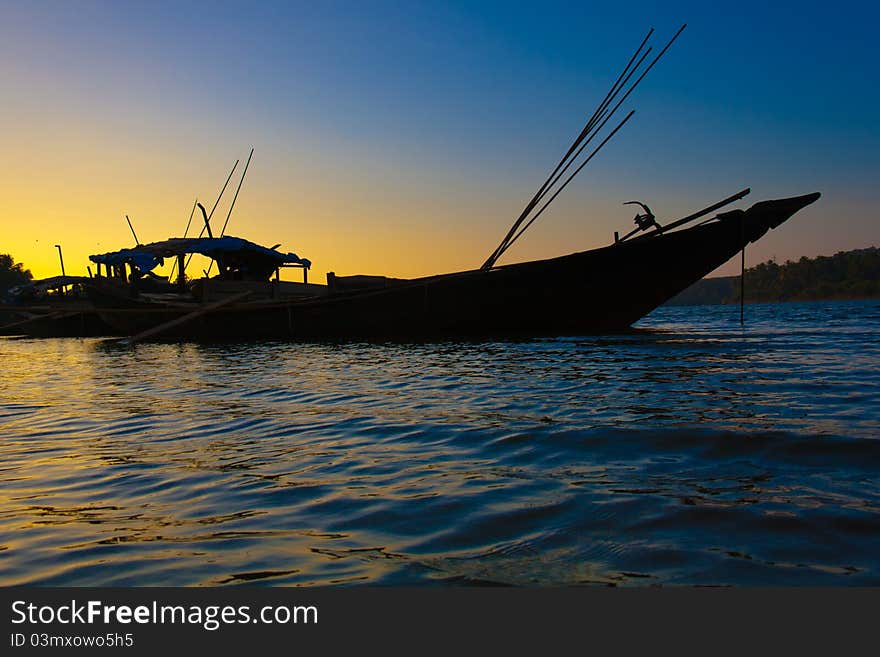 Boats during sunset