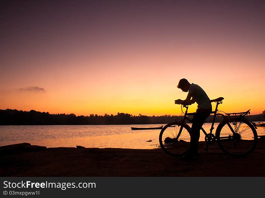 Biker During A Sunset