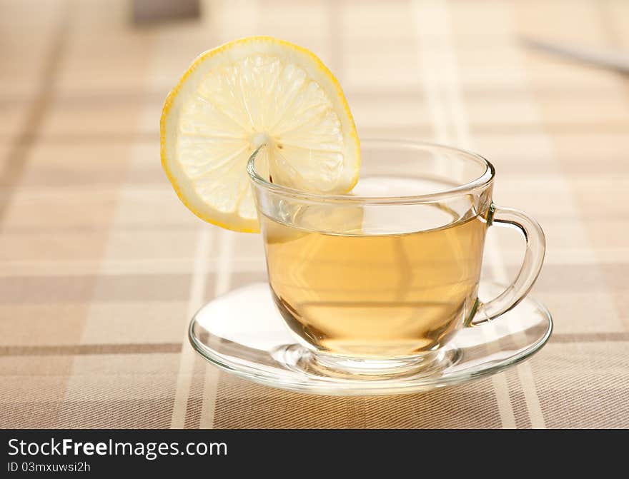 Cup of tea with lemon