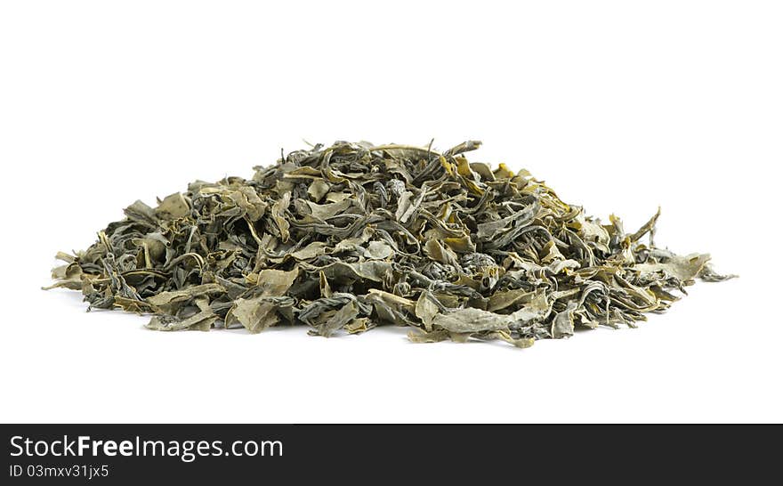 Dried green tea leaves