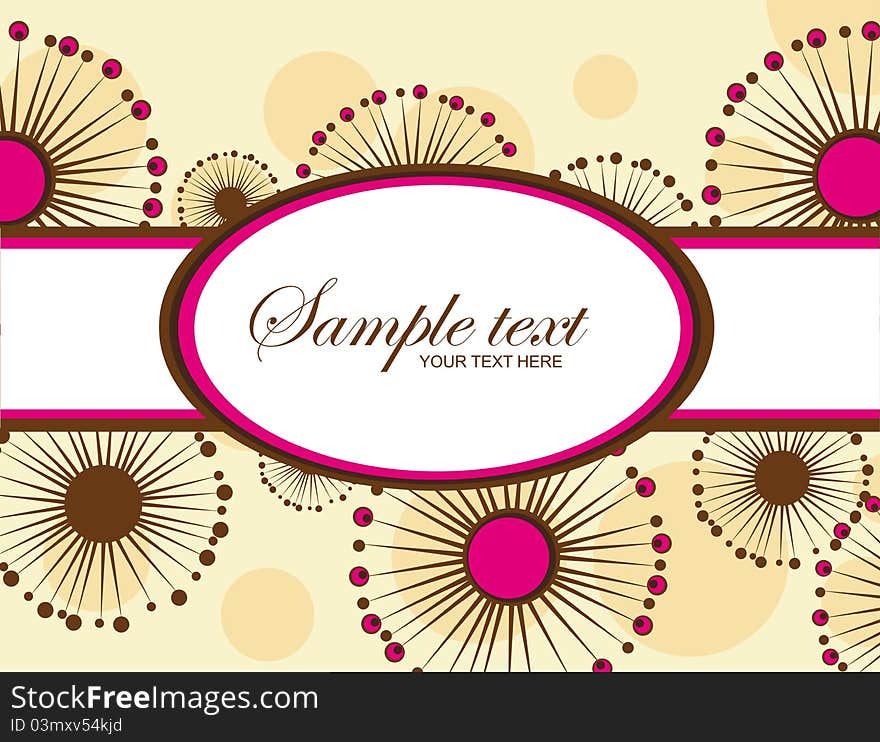 Pink, brown and white blank abstract flowers background. illustration