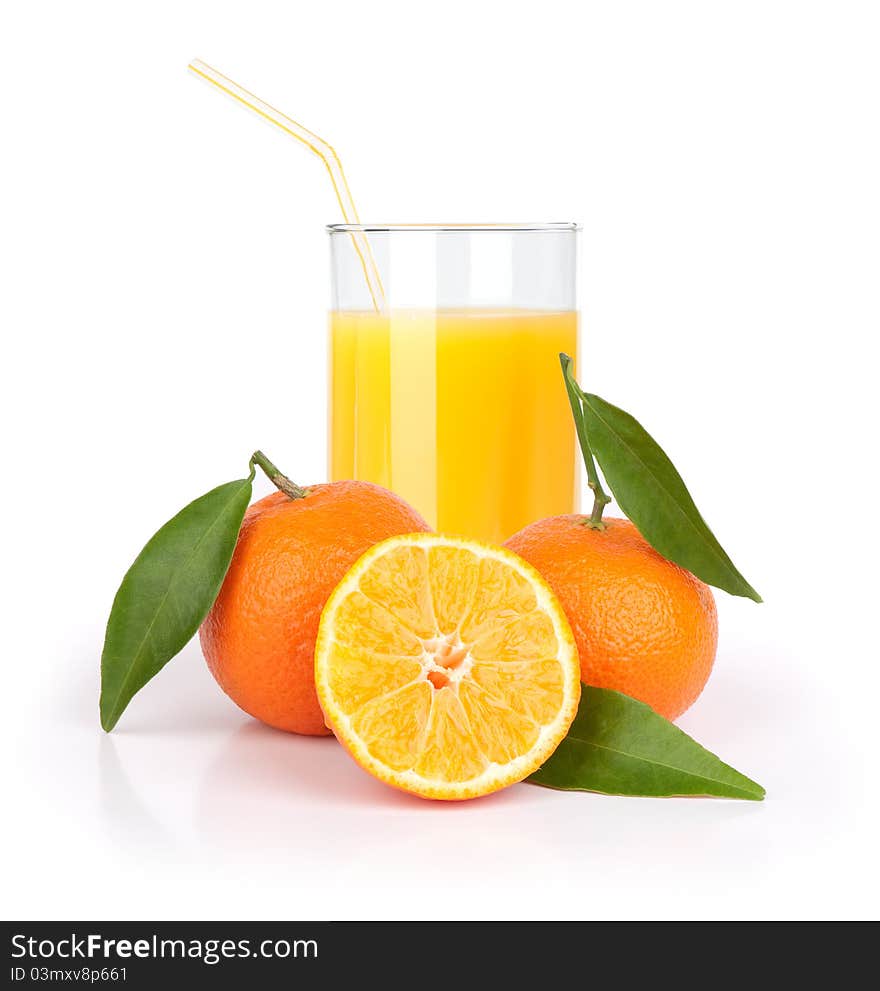 Orange juice isolated on white