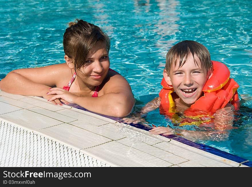 Kids in a swimming pool